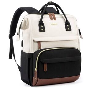 Beige Black Laptop Backpack